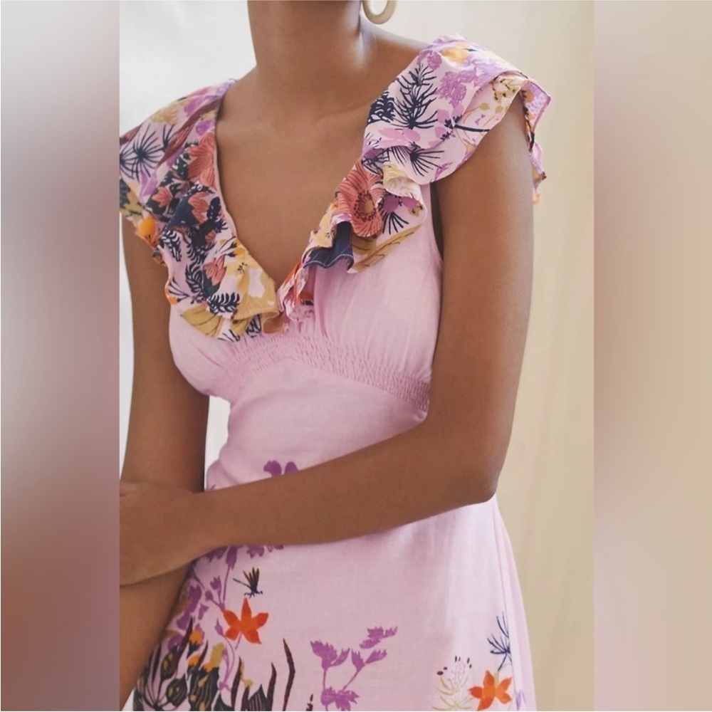 Anthropologie | Floral Pink Maxi Dress - Picture 3 of 5